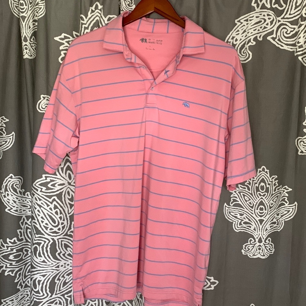 Onward reserve light pink and light blue stripe polo large